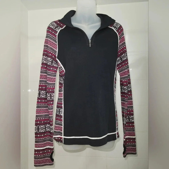 Navy  blue, red, and white Telluride Zipup Turtleneck Sweater Medium - Picture 3 of 10